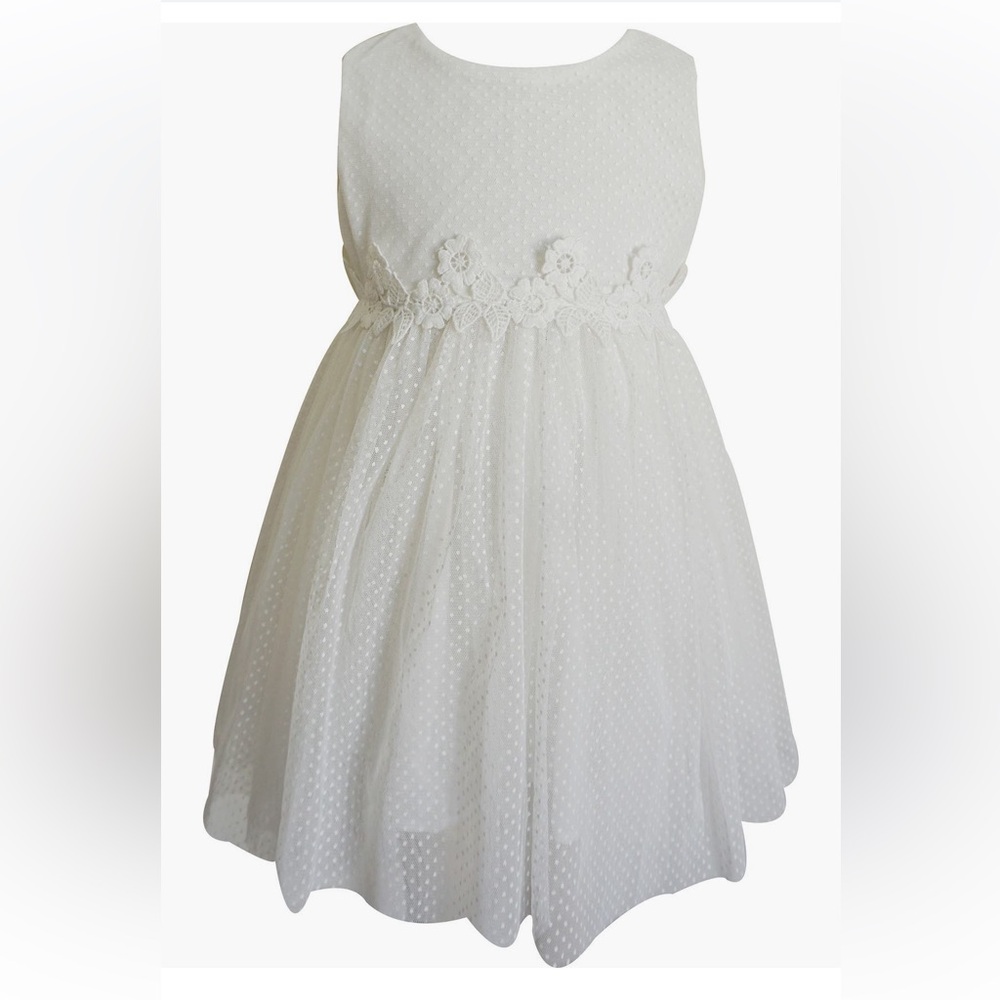 Popatu Ivory Lace Dress with Floral Details